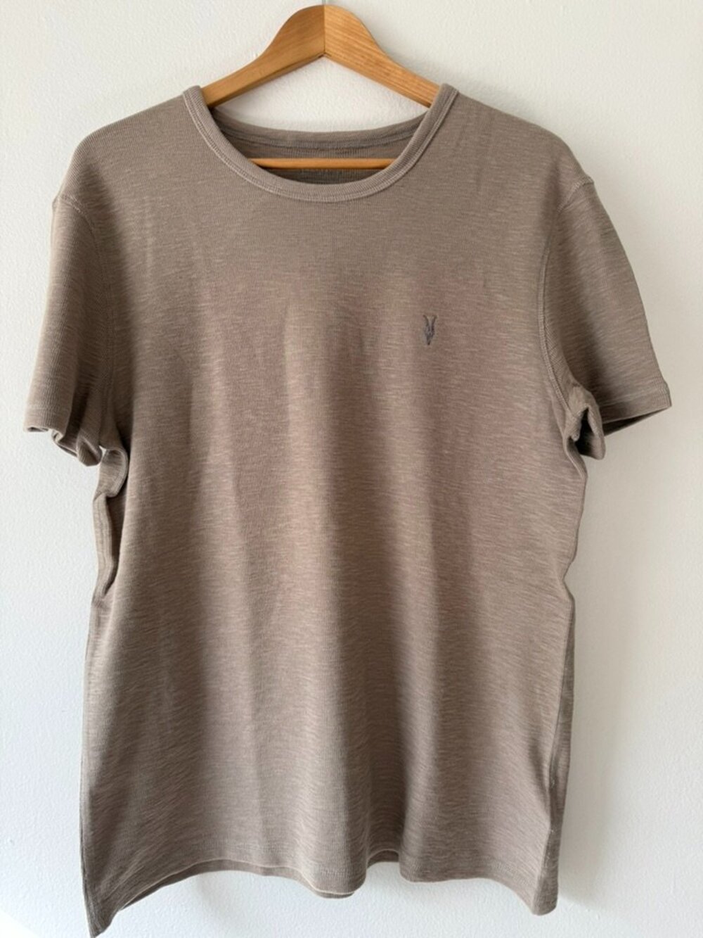 All Saints Beige Knit T-Shirt Large